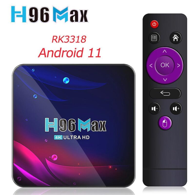 TV Box H96 Max V11, 4K, RK3318, 4/32GB, WiFi 2.4/5GHz, Android 11