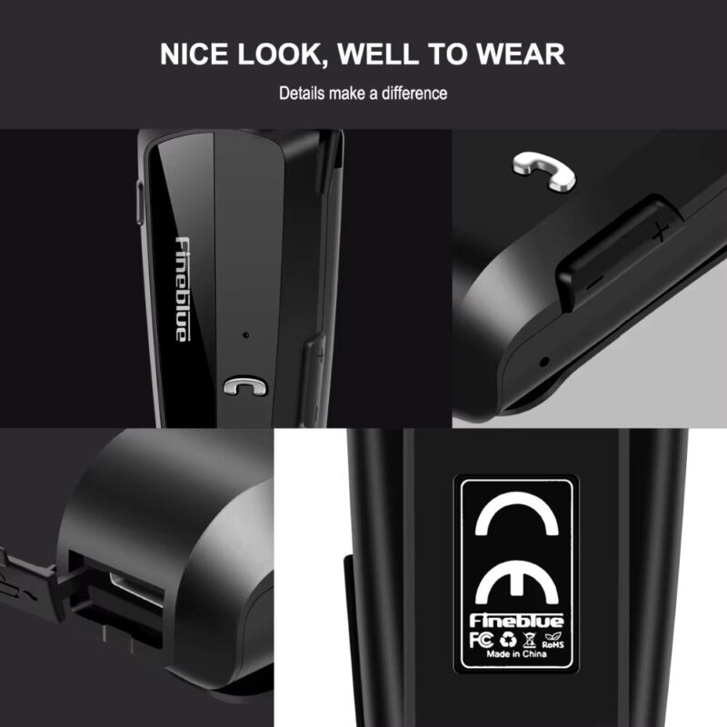 Ασύρματο επαναφορτιζόμενο ακουστικό πέτου Bluetooth F990+ Fineblue - Image 3