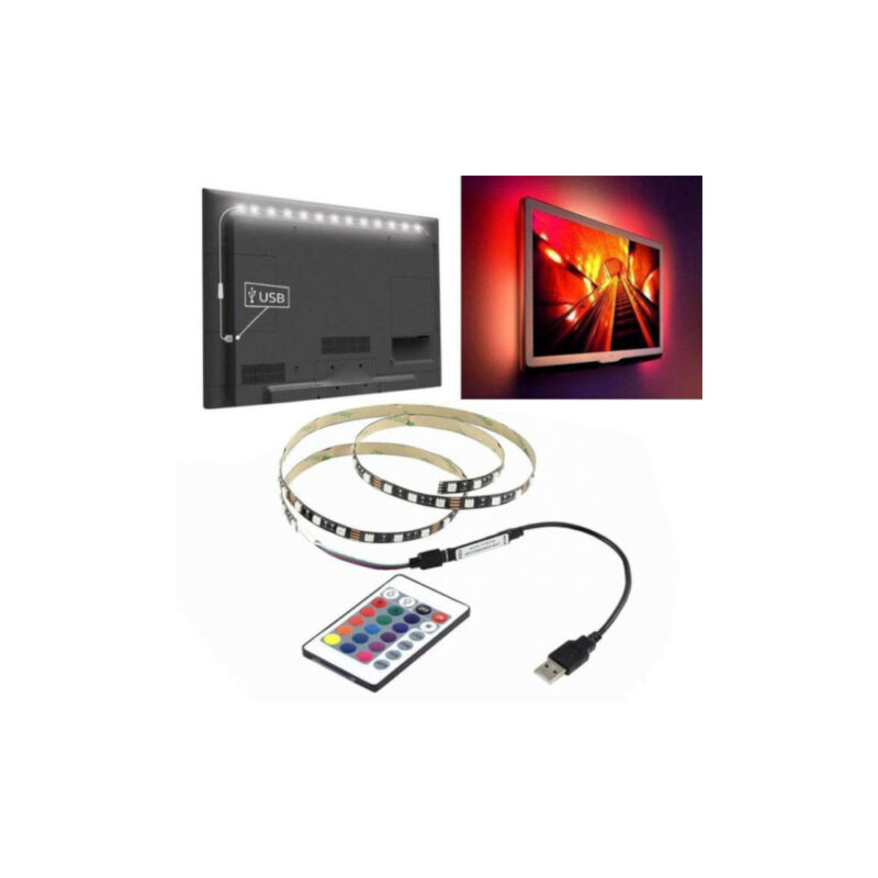 Ταινία led RGB 2x50mm αδιάβροχη 5050smd usb για TV
