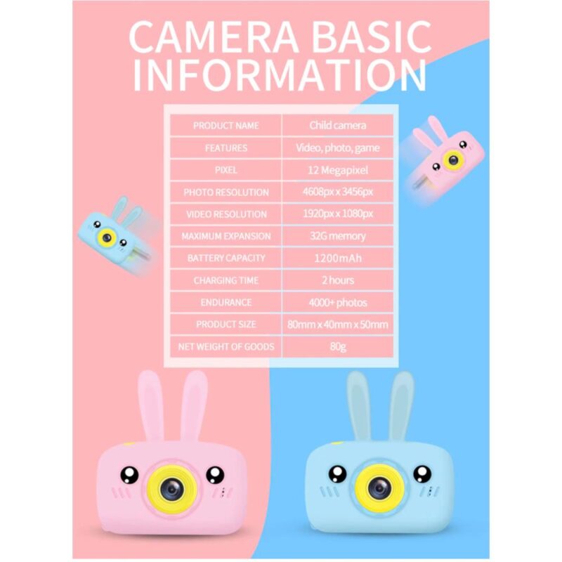 Επαναφορτιζόμενη Παιδική Κάμερα Λαγουδάκι - Image 6