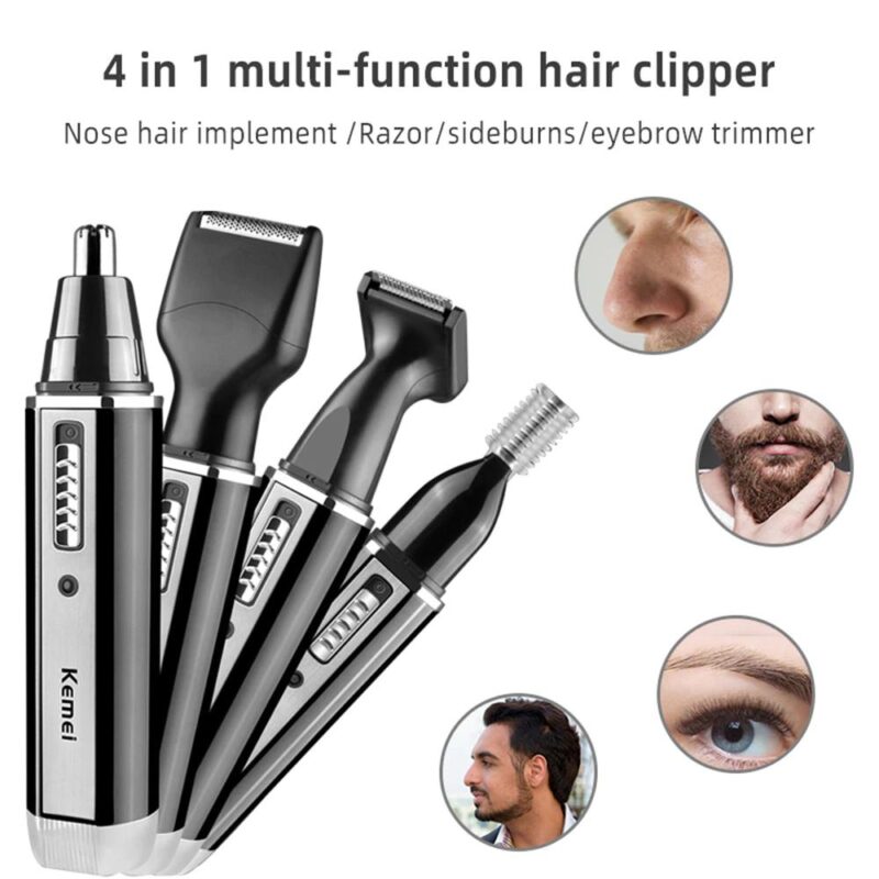 Επαναφορτιζόμενη Ξυριστική Μηχανή Trimmer Αυτιών Μύτης Φρυδιών 4 σε 1 KM-6630 - Image 6