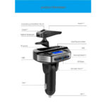 Transmitter Φορτιστής Αυτοκινήτου με Ακουστικό Bluetooth Handsfree - Image 4