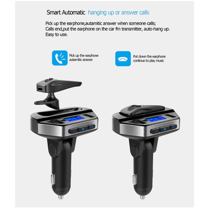 Transmitter Φορτιστής Αυτοκινήτου με Ακουστικό Bluetooth Handsfree - Image 5