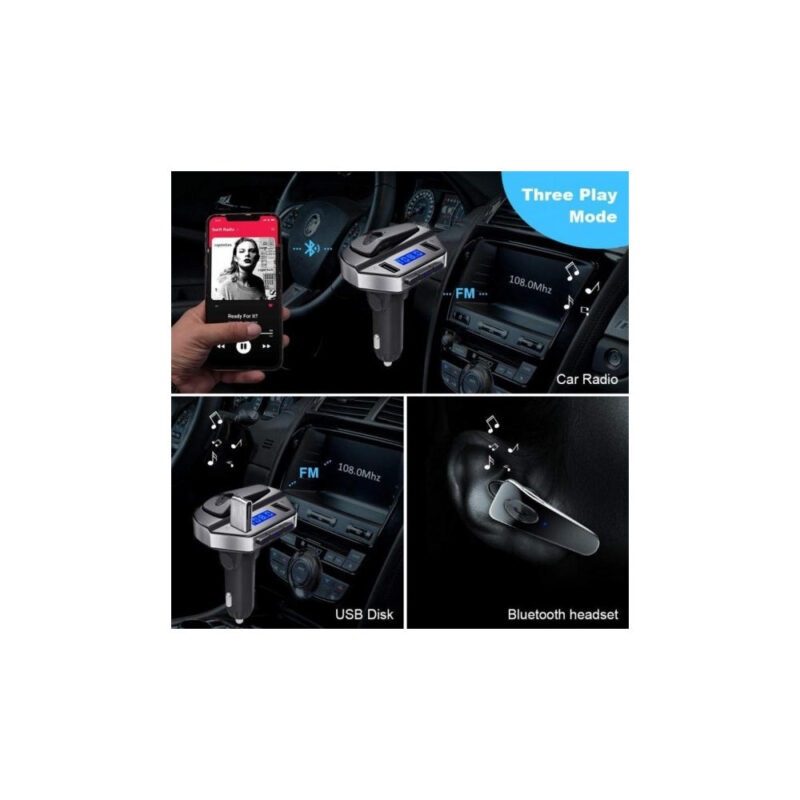 Transmitter Φορτιστής Αυτοκινήτου με Ακουστικό Bluetooth Handsfree - Image 8