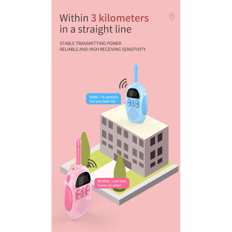 Σετ 2 Παιδικά Ασύρματα  Walkie Talkie με Φακό LED με VOX & 22 Κανάλια -Χρώματος Μπλε & Ροζ - Image 11