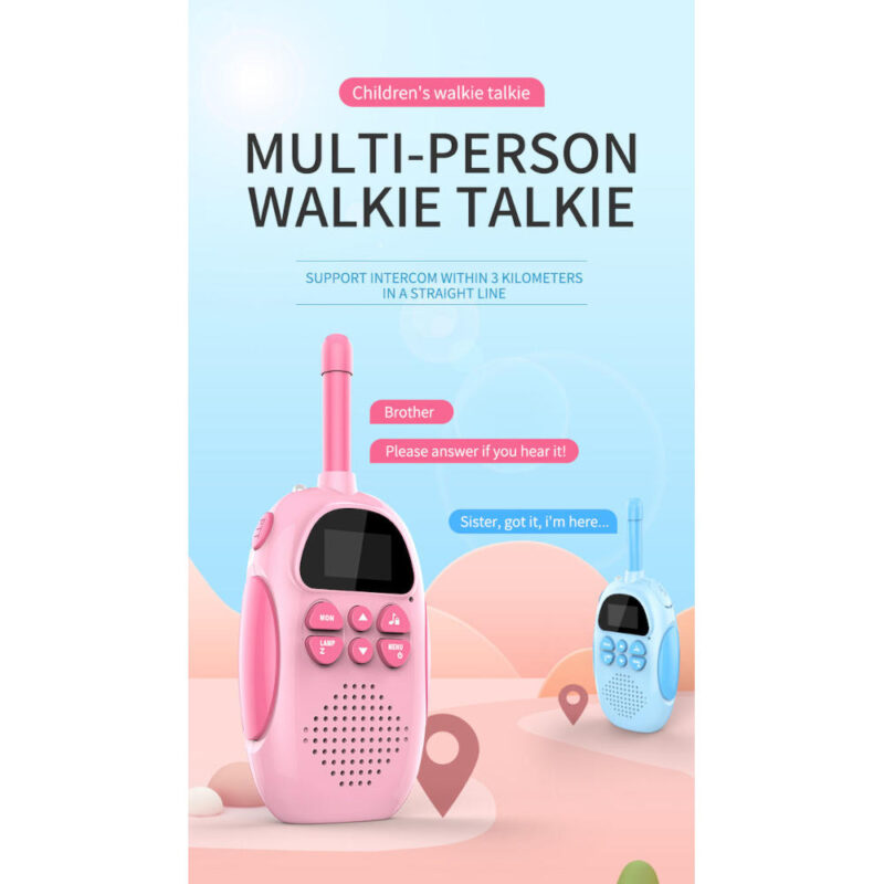Σετ 2 Παιδικά Ασύρματα  Walkie Talkie με Φακό LED με VOX & 22 Κανάλια -Χρώματος Μπλε & Ροζ - Image 4