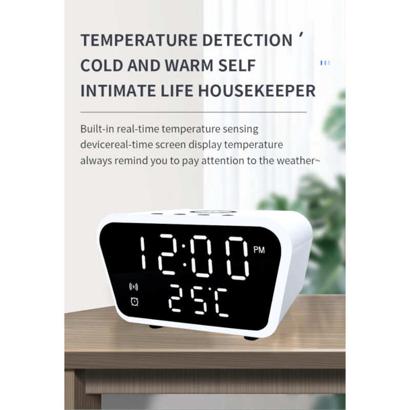 Ψηφιακό Ρολόι Επιτραπέζιο με Ξυπνητήρι Και Ασύρματη Φόρτιση - Image 3