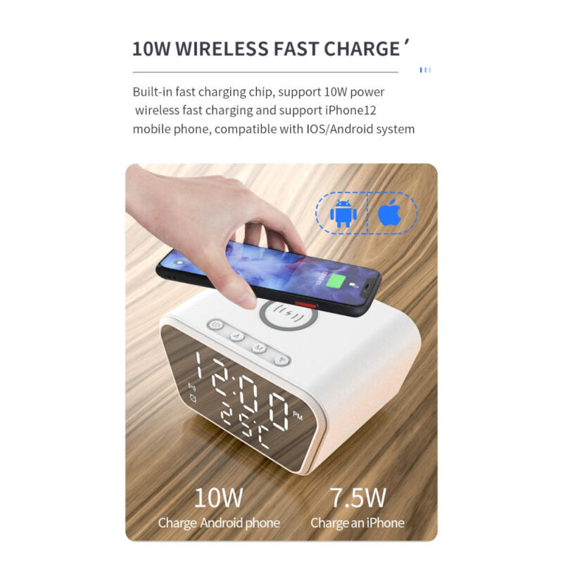 Ψηφιακό Ρολόι Επιτραπέζιο με Ξυπνητήρι Και Ασύρματη Φόρτιση - Image 5