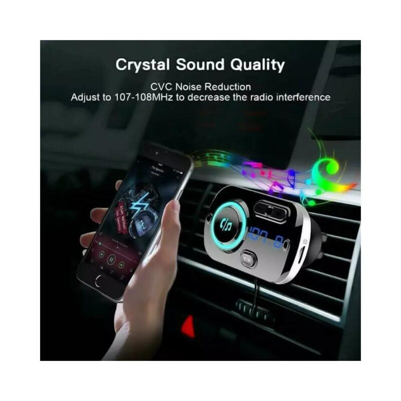 Πομπός αυτοκινήτου FM Transmitter Bluetooth 5.0+EDR με θύρα ταχείας φόρτισης - Image 4