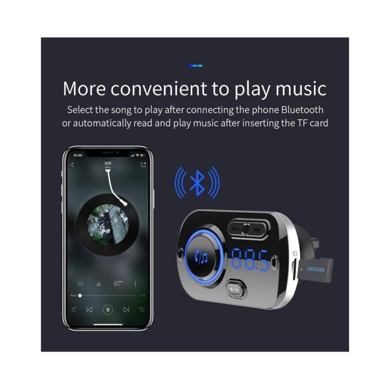 Πομπός αυτοκινήτου FM Transmitter Bluetooth 5.0+EDR με θύρα ταχείας φόρτισης - Image 7