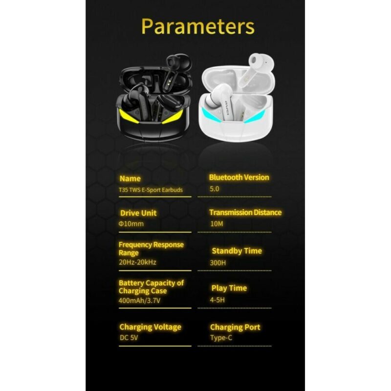 Gaming earbuds 360° με smart touch in ear -Μαύρα - Image 7