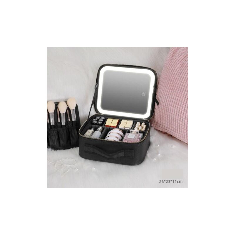 Τσάντα μακιγιάζ ταξιδιού με επαναφορτιζόμενο LED καθρέφτη - Image 3