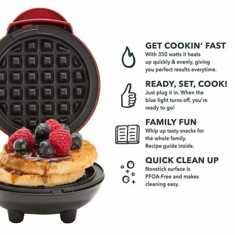 Mini waffle maker Βαφλιέρα σε στρογγυλό σχήμα - Image 3