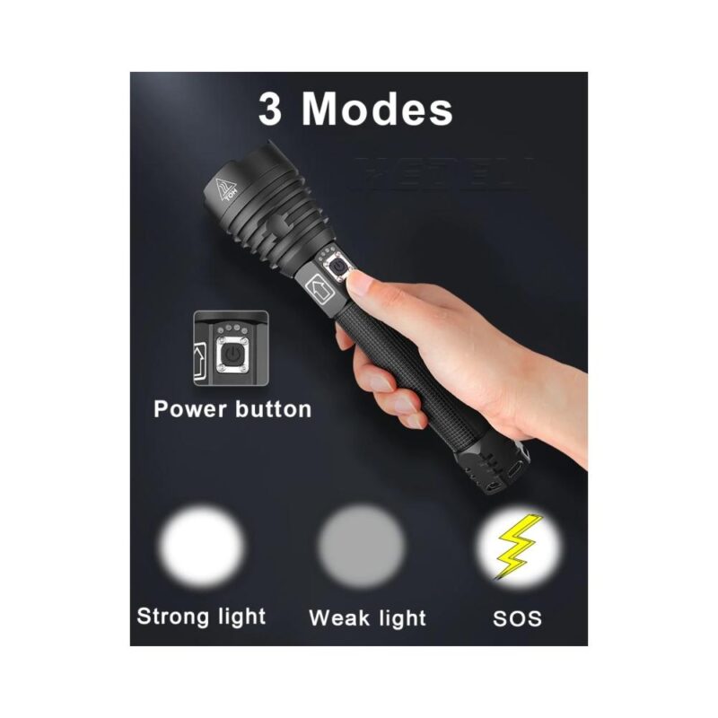 Φακός LED αλουμινίου λευκού φωτισμού X-Balog Μαύρο - Image 5