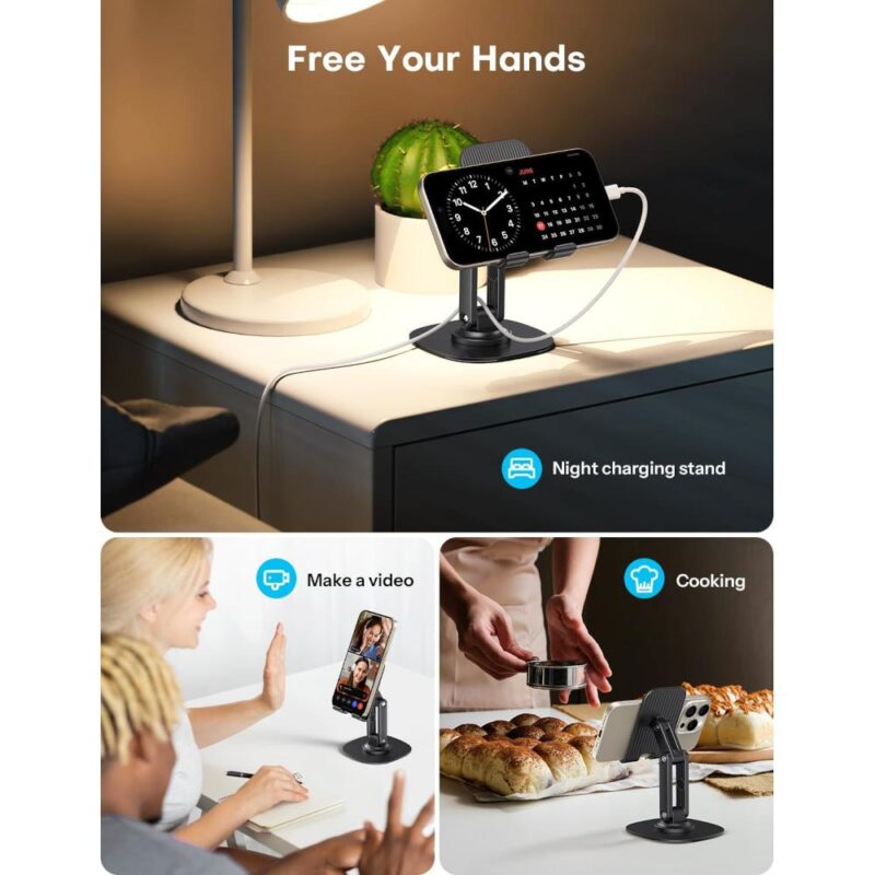 Επιτραπέζια πτυσσόμενη μαύρη βάση στήριξης κινητών και tablet HL118 - Image 3