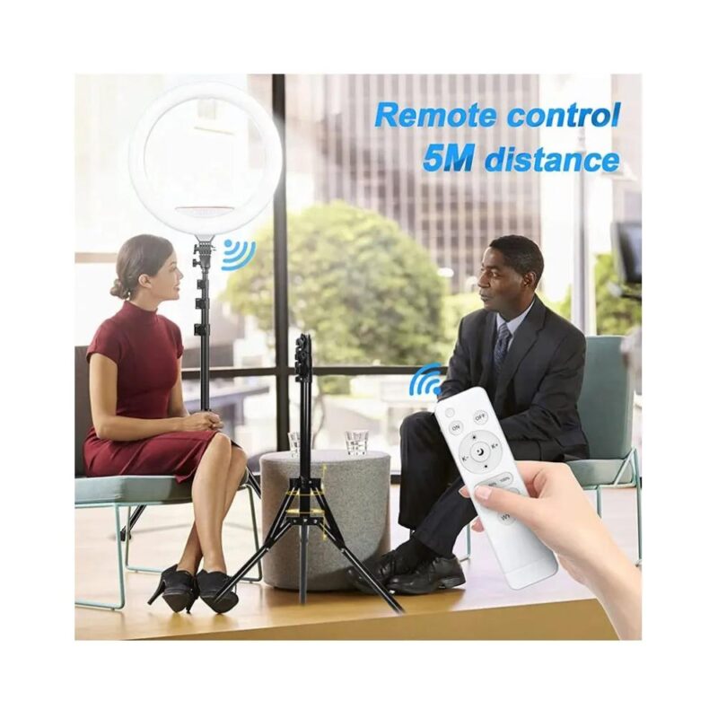 18′ Ring Light 45cm με τρίποδο δαπέδου και 3 βάσεις για κινητό - Image 3