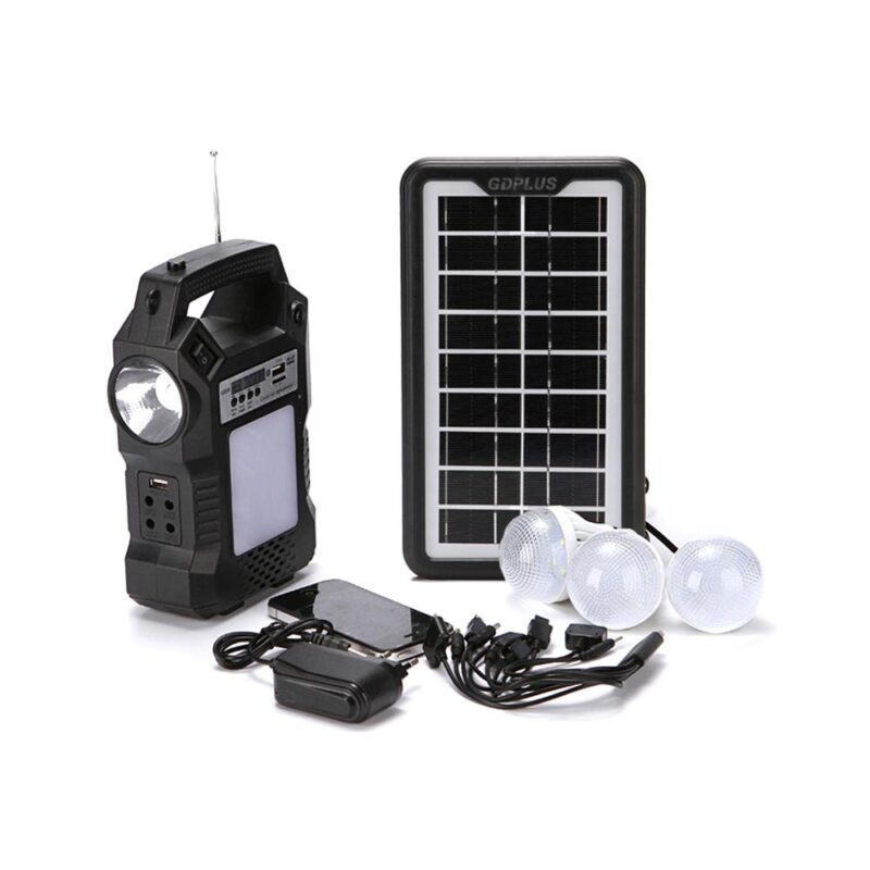 Ηλιακό σύστημα φωτισμού με φακό, λαμπτήρες, ραδιόφωνο, Mp3 GD-8060