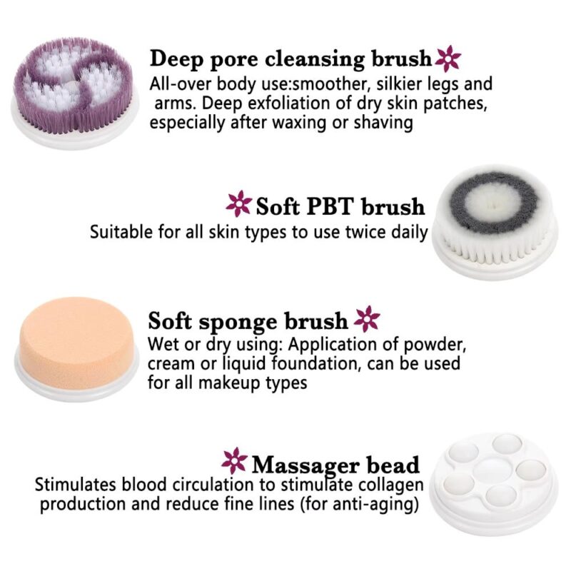 Ηλεκτρική βούρτσα καθαρισμού προσώπου περιστρεφόμενη με 4 κεφαλές - Image 6