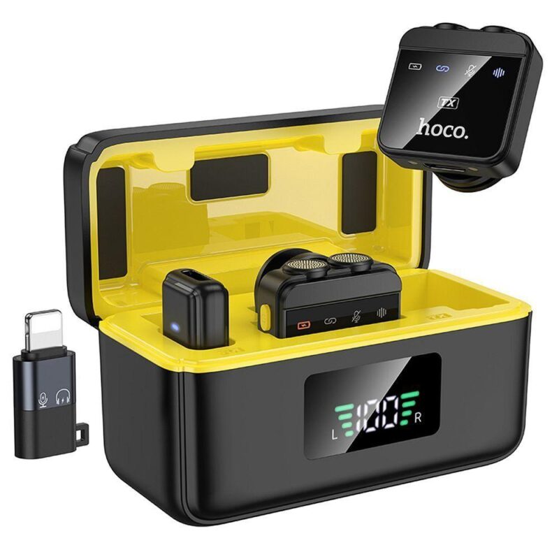 Hoco L17 Dual Mic Ασύρματο μικρόφωνο πέτου Lightning / Type-C Μαύρο