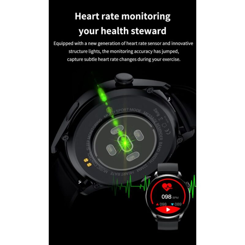 Smartwatch με ελληνικό μενού και NFC Μαύρο - Image 5