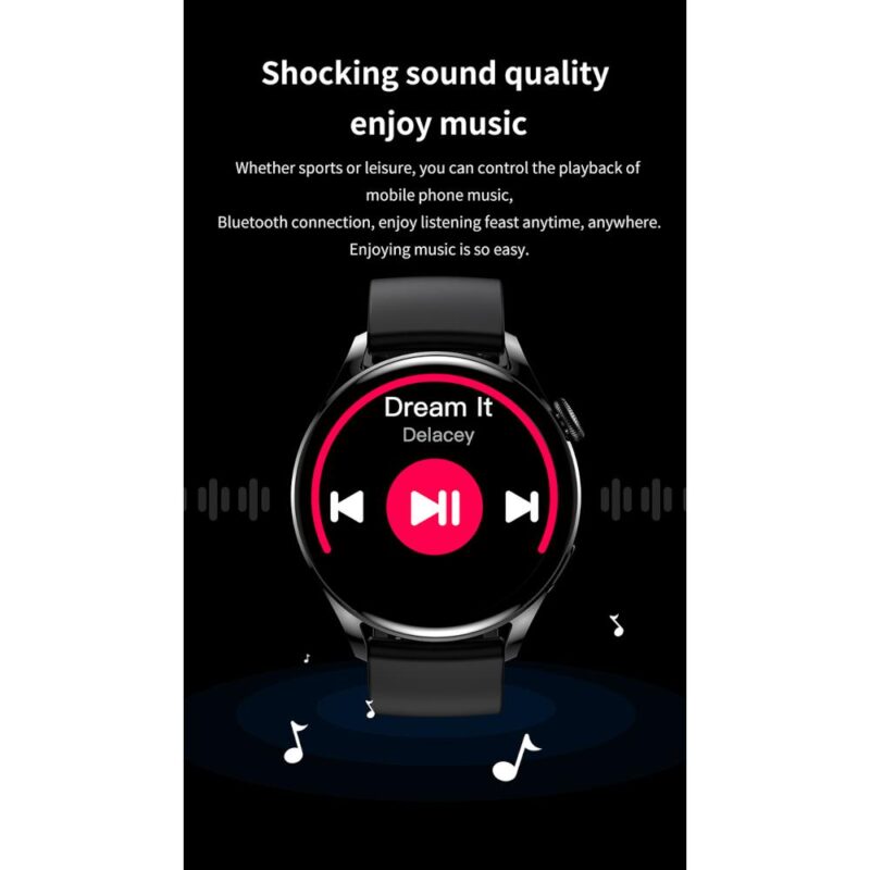 Smartwatch με ελληνικό μενού και NFC Μαύρο - Image 6