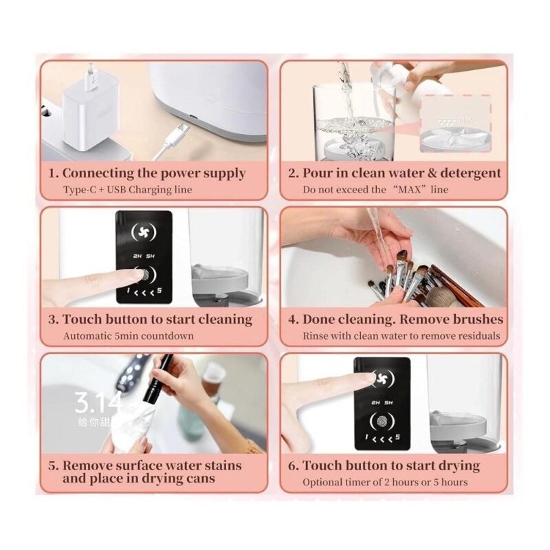 Ηλεκτρική συσκευή καθαρισμού και στεγνώματος πινέλων μακιγιάζ 6W - Image 4