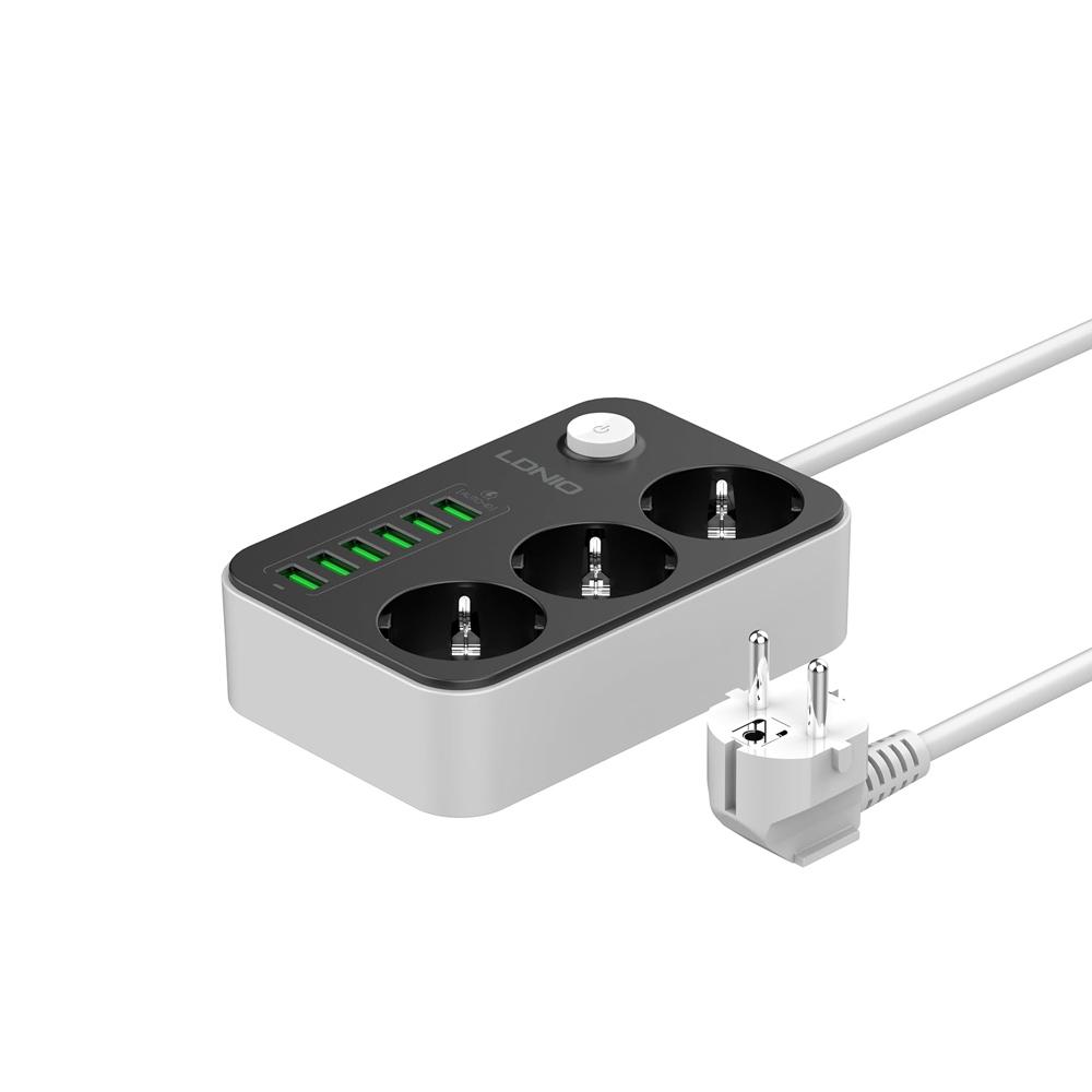 Πολύπριζο Ldnio με 3 πρίζες, 6 θύρες USB-A, διακόπτη και καλώδιο 2m Πολύπριζο Ldnio με 3 πρίζες, 6 θύρες USB-A, διακόπτη και καλώδιο 2m
