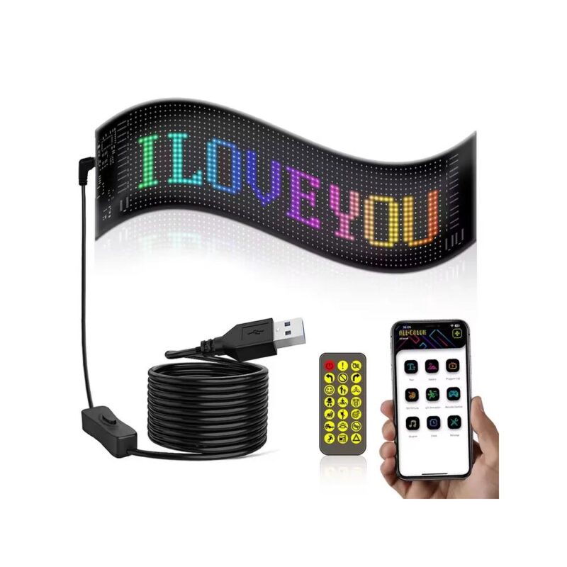 Εύκαμπτη LED πινακίδα RGB Bluetooth με κινούμενες εικόνες και κείμενο μέσω εφαρμογής