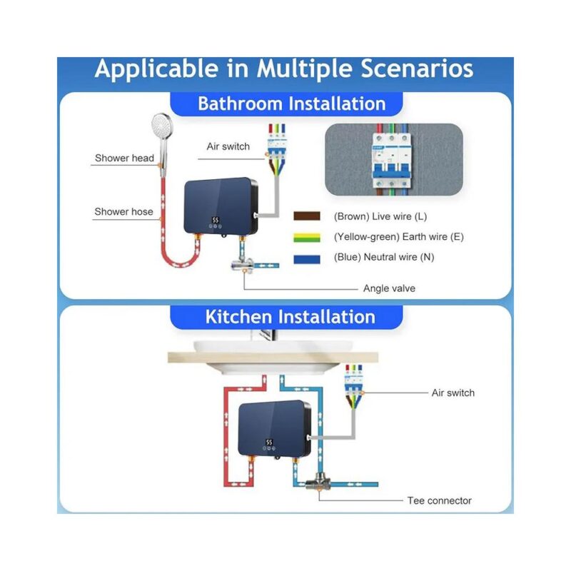 Επιτοίχιος ταχυθερμαντήρας κουζίνας – μπάνιου 6000W - Image 4