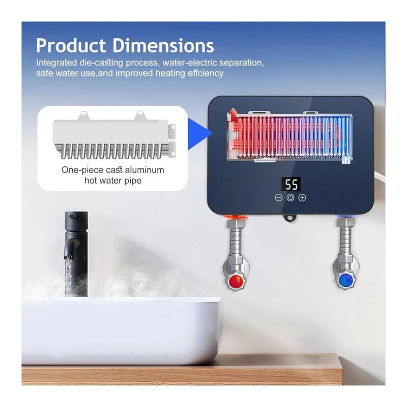 Επιτοίχιος ταχυθερμαντήρας κουζίνας – μπάνιου 6000W - Image 5