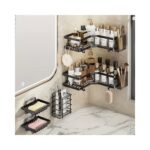 Σετ επιτοίχια μεταλλικά ράφια μπάνιου με αυτοκόλλητα – 5 τεμ.