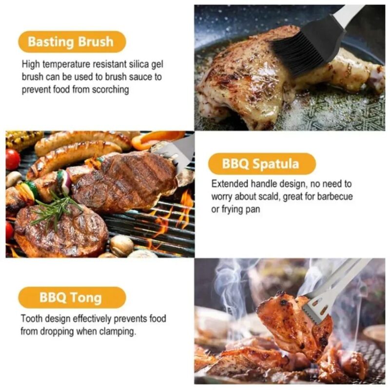 Σετ εργαλείων BBQ από ανοξείδωτο ατσάλι με θήκη 18 τμχ - Image 4