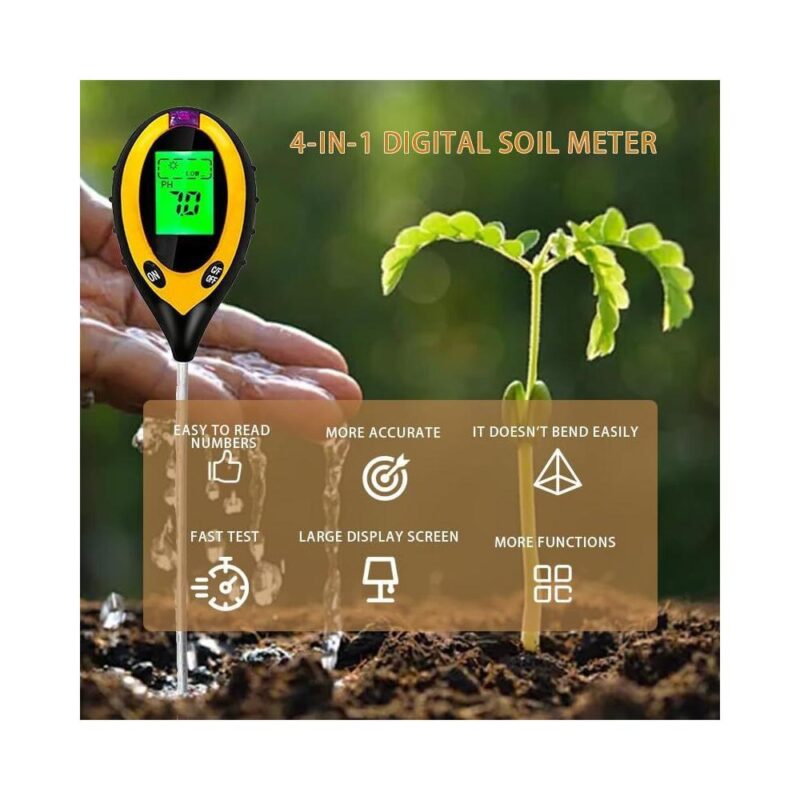 Ψηφιακός πολυμετρητής 4 σε 1 (PH, Υγρασία, Ακτινοβολία και Θερμοκρασία εδάφους) - Image 4