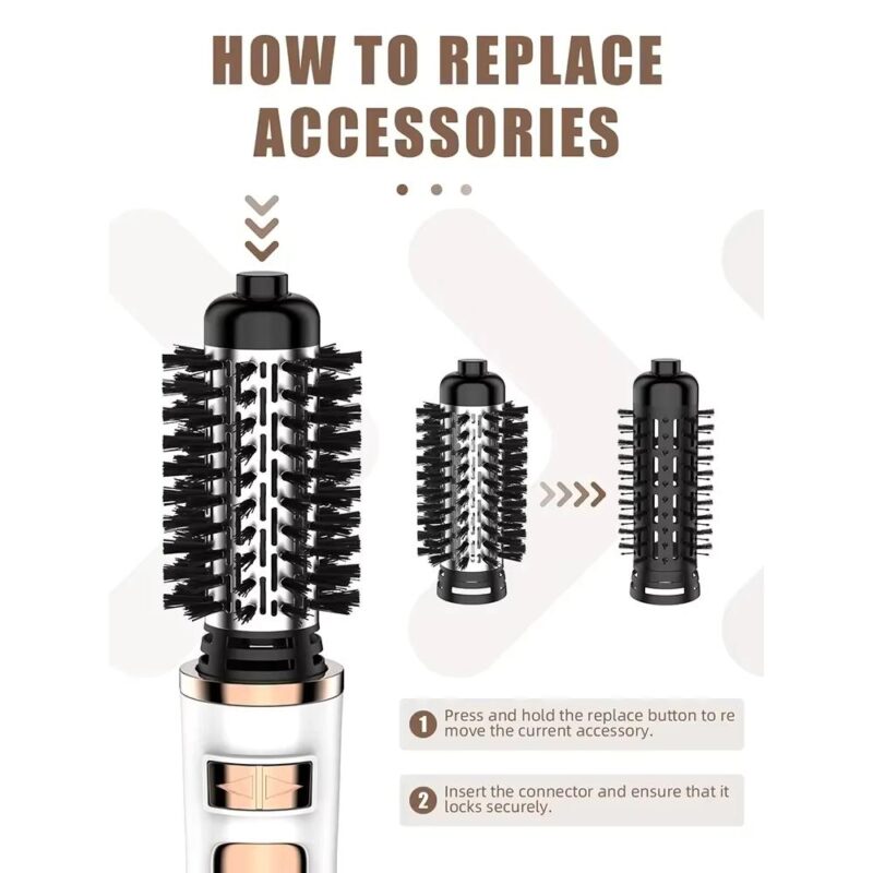 Ηλεκτρική θερμαινόμενη περιστρεφόμενη βούρτσα μαλλιών 800W 2in1 - Image 5