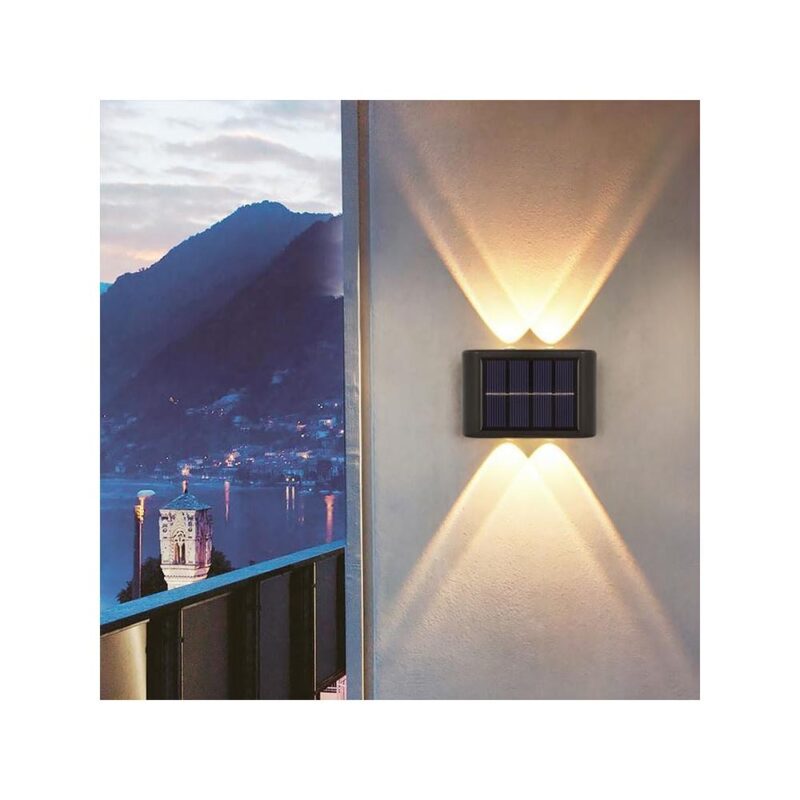 Σετ 4τμχ αδιάβροχα ηλιακά φωτιστικά τοίχου με 4 led