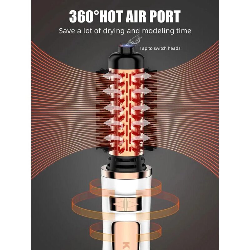 Ηλεκτρική θερμαινόμενη περιστρεφόμενη βούρτσα μαλλιών 800W 2in1 - Image 6