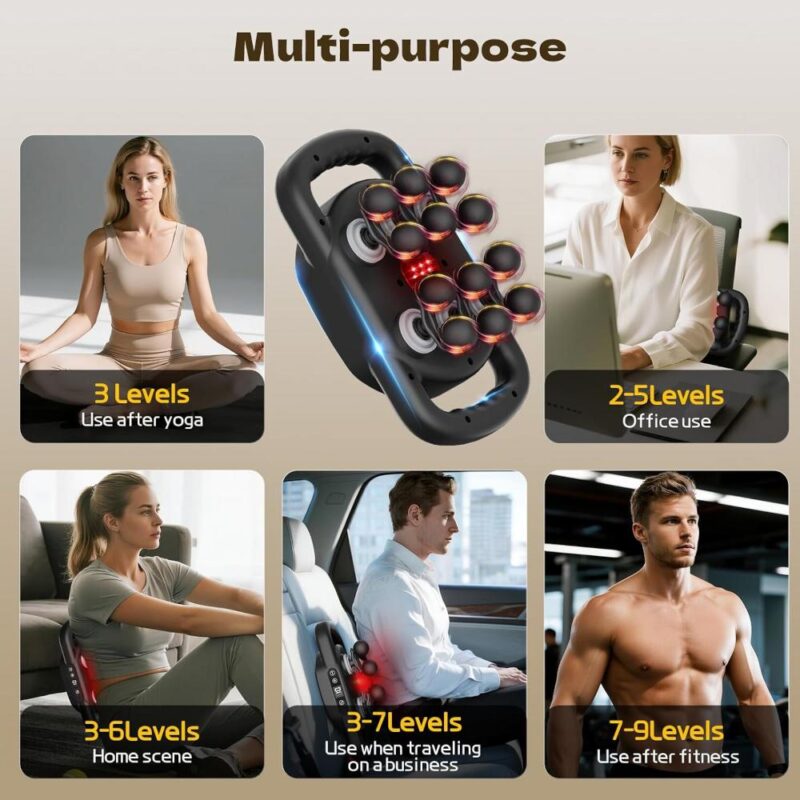 Ηλεκτρική συσκευή μασάζ 12 κεφαλών με 9 επίπεδα έντασης και αντιολισθητική λαβή - Image 3