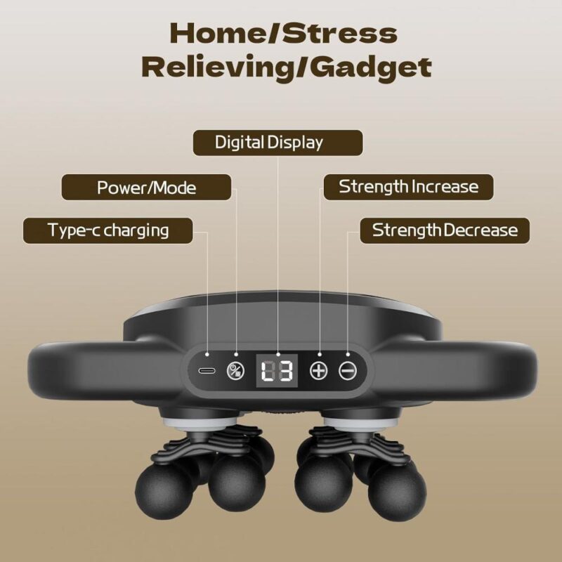 Ηλεκτρική συσκευή μασάζ 12 κεφαλών με 9 επίπεδα έντασης και αντιολισθητική λαβή - Image 6