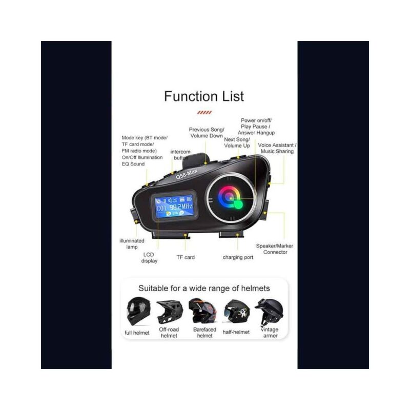 Ασύρματη ενδοεπικοινωνία μοτοσικλέτας Q58 – Max - Image 3