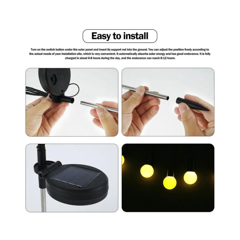 Σετ ηλιακά φωτιστικά κήπου 2τμχ με 6 LED – Θερμό λευκό - Image 4