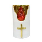 Κερί Subito άσπρο με χρυσό και κόκκινη φλόγα