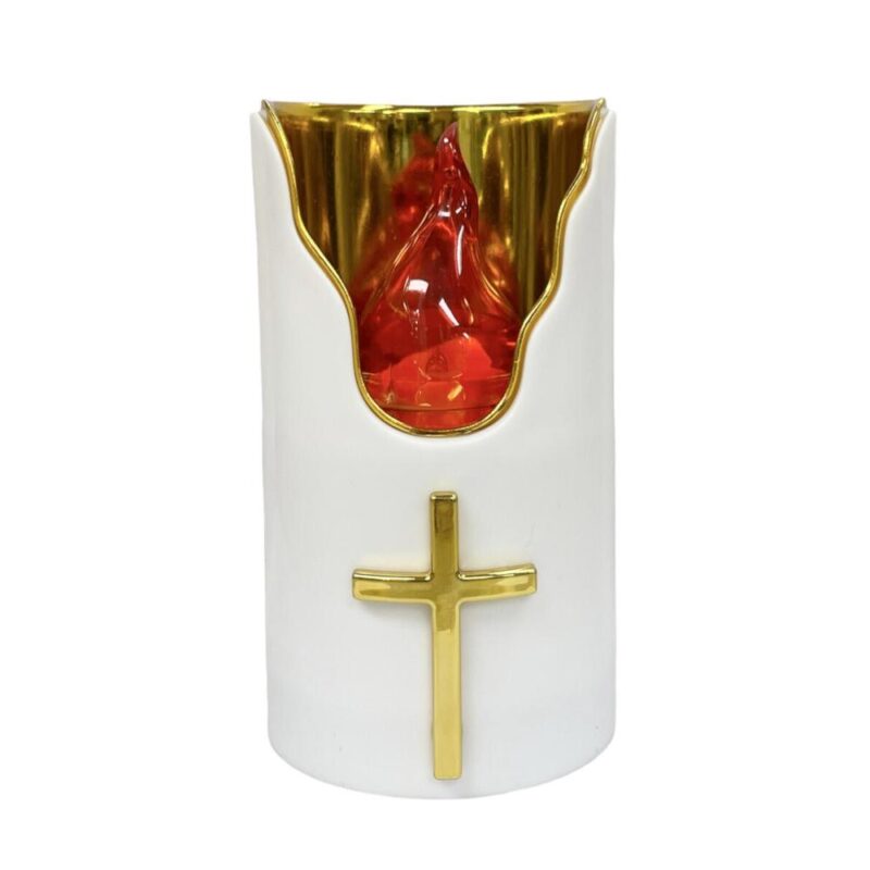 Κερί Subito άσπρο με χρυσό και κόκκινη φλόγα