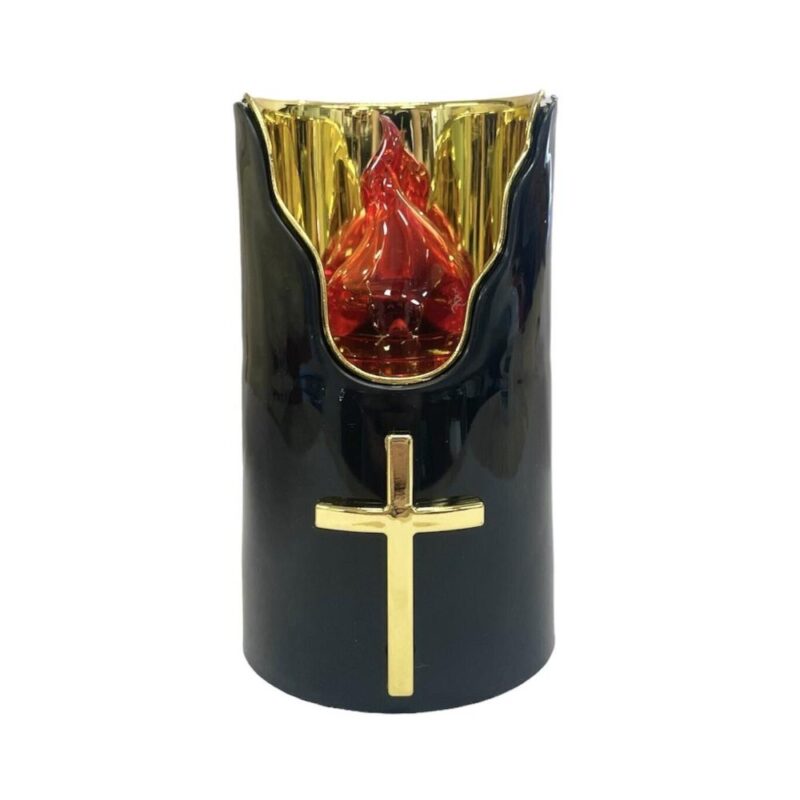 Κερί Subito μαύρο με χρυσό και κόκκινη φλόγα