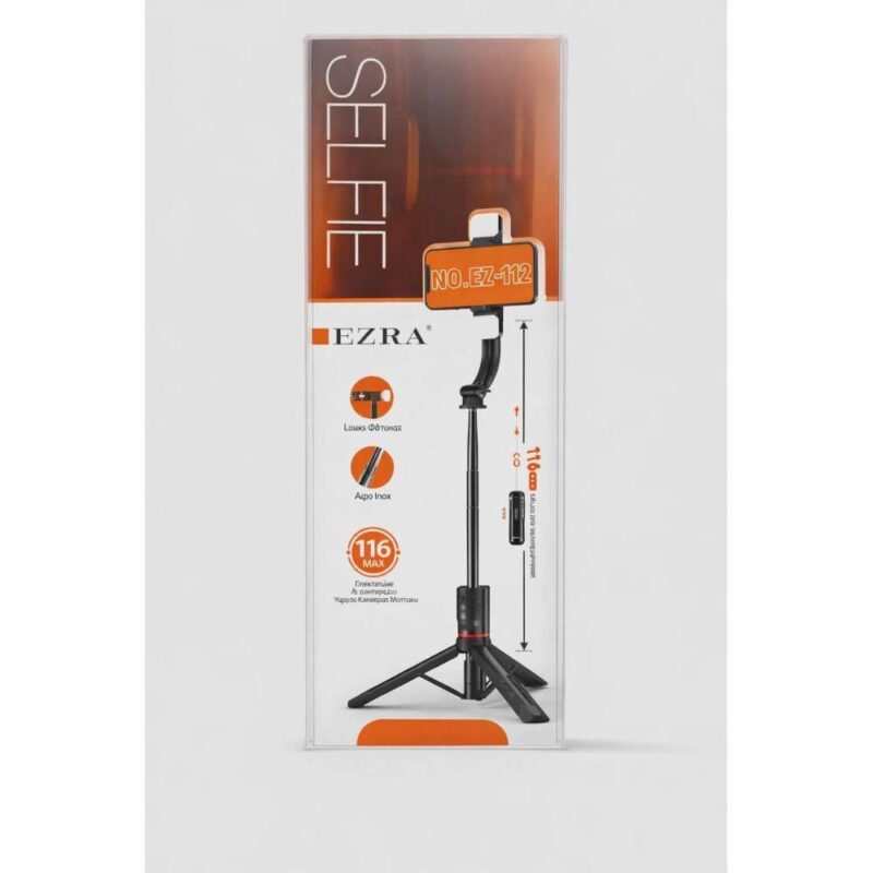 Τρίποδο κινητού τηλεφώνου Ezra EZI12 Selfie Stick με Bluetooth, μαύρο - Image 3