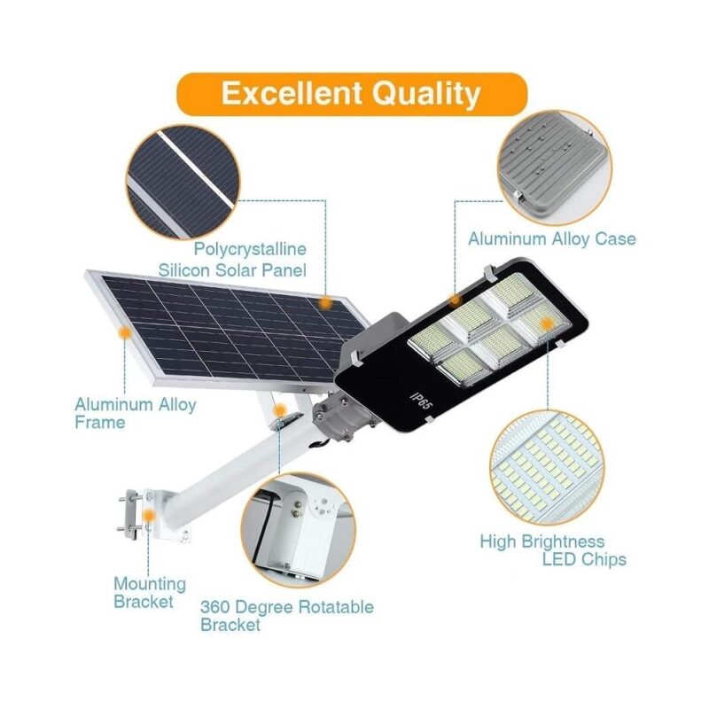 Ηλιακό φωτιστικό LED SMD 400W δρόμου με αισθητήρα φωτός & τηλεχειριστήριο - Image 3