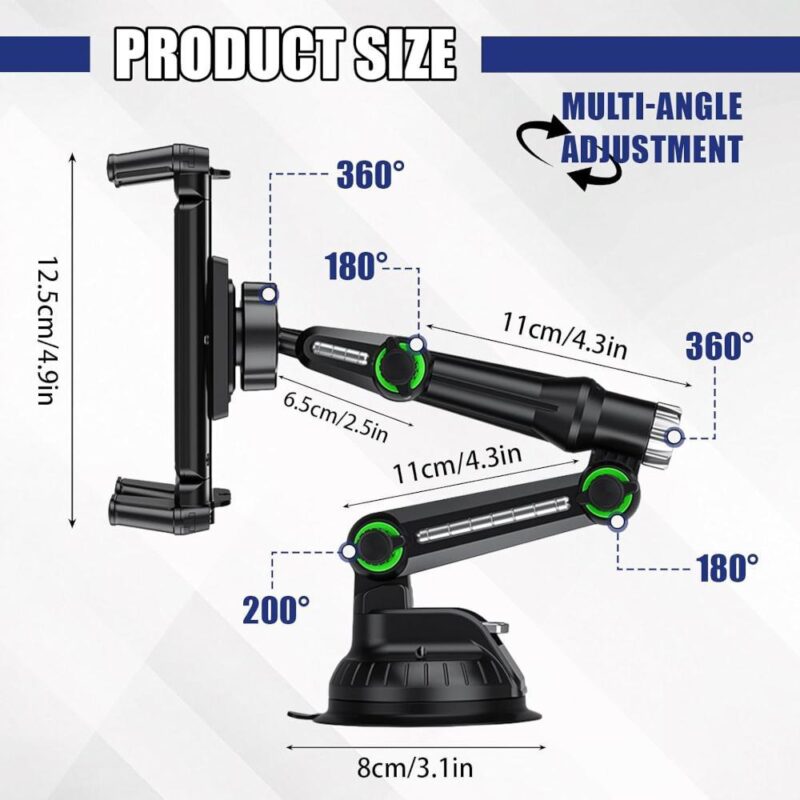 Βάση κινητού/tablet αυτοκινήτου με ρυθμιζόμενους γάντζους, μαύρη - Image 5