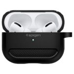 Θήκη Spigen Rugged Armor σιλικόνης με μπρελόκ για Apple AirPods Pro 2 και Apple AirPods 4 Μαύρη - Image 3