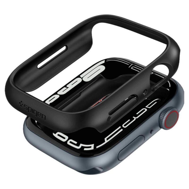 Spigen Thin Fit Πλαστική θήκη σε μαύρο χρώμα για Apple Watch 7, 8, 9 (44-45mm)