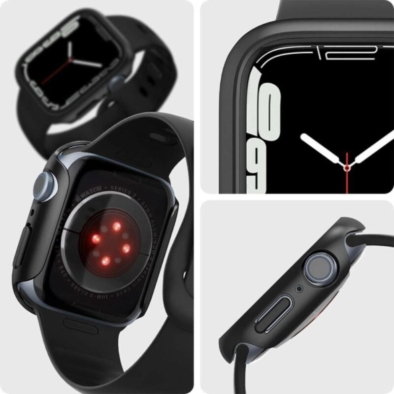 Spigen Thin Fit Πλαστική θήκη σε μαύρο χρώμα για Apple Watch 7, 8, 9 (44-45mm) - Image 3