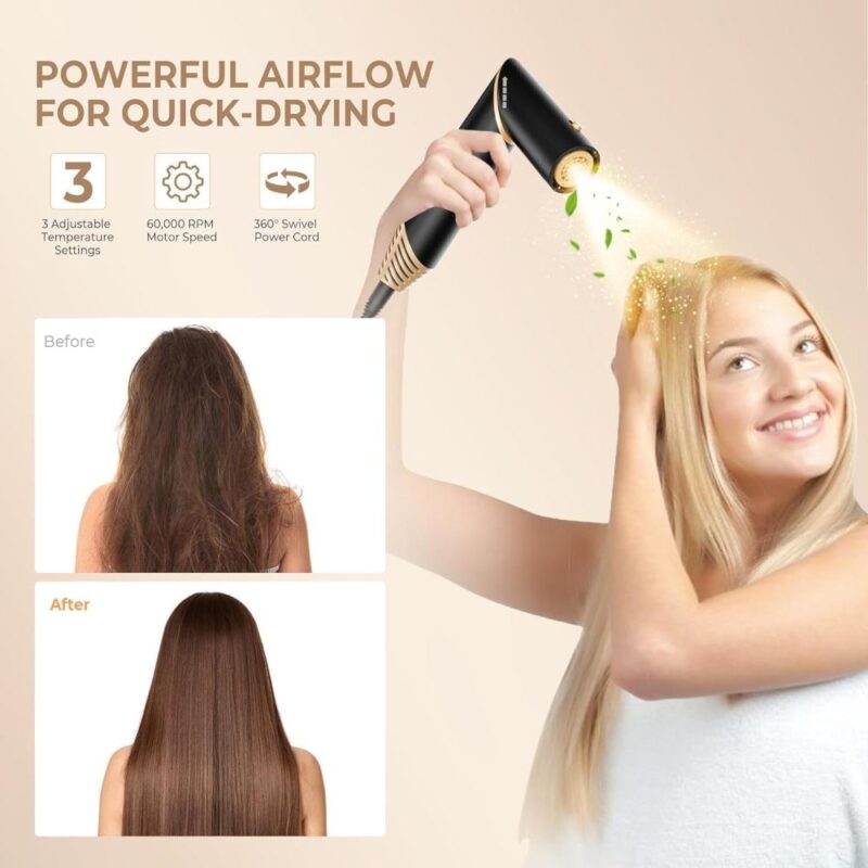 Ηλεκτρική βούρτσα-πιστολάκι μαλλιών 6in1 - Hot Air Styler 1000 Watt - Image 3